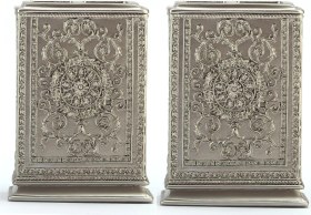 Resim 2 Adet Diş Fırçalık Dekoratif İşlemeli Gümüş Poliresin 8x6x11cm Çok Renkli 