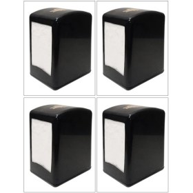 Resim Abnturk Masa Üstü Siyah Peçetelik Çift Taraflı Yaylı Peçete Dispanseri 4 Adet 