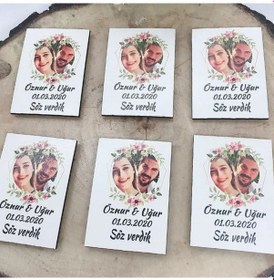 Resim Resimli Kişiye Özel Ahşap Magnet Soz Nişan Düğün Hediyes(30 Adet) 
