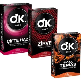 Resim Okey Prezervatif Zirve 10 Lu + Sıcak Temas 10 Lu + Çifte Haz 10 Lu 