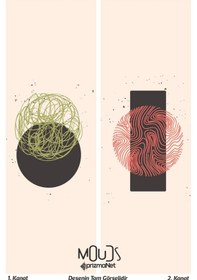 Resim Minimal Sanat Desenli Süet Oturma Odası Salon Fon Perde Baskılı Ekstrafor Büzgü 2 Kanat Prd-1113 Çok Renkli 