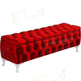 Resim Lüks Sandıklı Chester Puf Bench Ayakucu Koltuk 120 Cm Kırmızı 