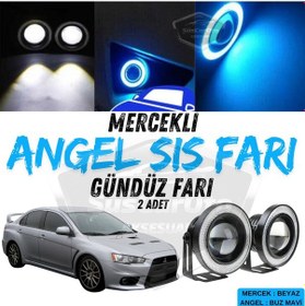 Resim Mitsubishi Lancer 2007-2014 Uyumlu Üniversal Mercekli Angel Sis Farı Metal Su Geçirmez 76 Mm Mavi Halkalı Gündüz Sis Farı 58099884 