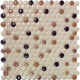 Resim MozaKristaL Tüm Yüzeyler Için Ø22MM. Krem-Kahve Mix. 31,5X31,5CM. Fileli Cam Mozaik. ( 10 File Karo=1m2 Fiyatı.) 