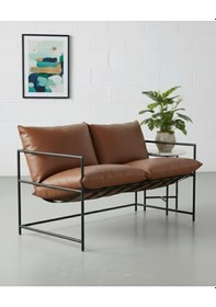 Resim Sller 2'li Klas Model Metal İskeletli Portatif Berjer ,taba Suni Deri Döşemeli Portatif İki Kişilik Berjer Taba 