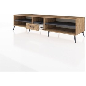Resim Kronos Tv Ünitesi 3 Raflı Tek Çekmeceli 220x59x51 Çam-antrasit/çam Antrasıt/atlas Çam - Atlas Çam 