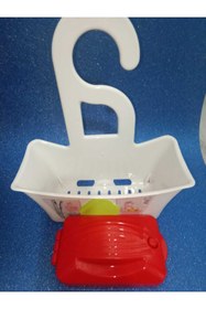 Resim HANK İki Çubuklu Gırgır Ve Banyo Askısı / Dolap Askısı (BEYAZ ASKI KIRMIZI GIRGIR) 