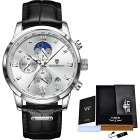 Resim Hanyang Gümüş Beyaz Lıge Moda Tarihi Kuvars Erkek Saatler Üst Marka Lüks Erkek Saat Chronograph Spor Büyük Erkek Kol Saati Relogio Masculino (Yurt Dışından) 