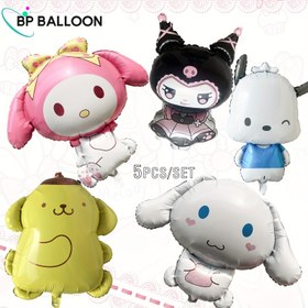 Resim 5 adet Sanrio Alüminyum Folyo Balon - for My Melody, for Kuromi, for Pochacco, Puding ve Yamcha için - Doğum Günü Partileri ve Oda Dekoru için Canlı Karakterli Şeffaf Balonlar | Eğlenceli Tasarım | Dayanıklı Balonlar, Sanrio Parti Malzemeleri 