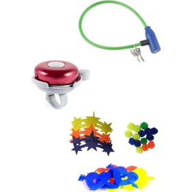 Resim Bisiklet Kilidi 4 Çeşit Bisiklet Süsü Seti Bisiklet Zili Çok Renkli 