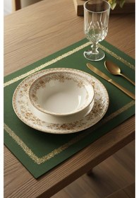 Resim Rivaistanbul Yeşil Gold Çerçeve Nakışlı 2' Li Amerikan Servis Seti Yeşil 