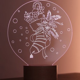 Resim Yılbaşı Çorabı Figürlü Dekoratif Hediye Led Masa Lambası | BYLAMP 