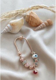 Resim Bileklik Charm Nazar Boncuğu Yılan Zincir Bileklik Çok Renkli 