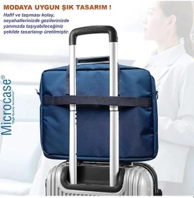 Resim Microcase Apple Uyumlu iPad Pro 13 2025 İçin Tablet Çantası 2 Bölmeli Al4228 Lacivert Gri Krem Omuz Çantası 