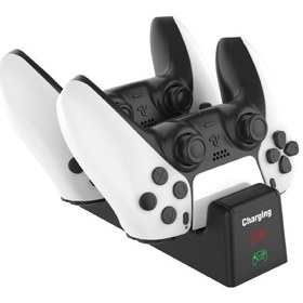 Resim Ps5 Syp-1018 Gamepad Şarj Braketi Led Göstergeli Çift Dock Şarj Cihazı 