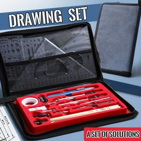 Resim 1 Set Profesyonel Mühendislik Çizim Kiti, Öğrenciler ve Profesyoneller için Pusulalar, Açıölçerler ve Cetveller ile Mekanik & Mimarlık Taslak Araçları, Mühendislik Araçları 