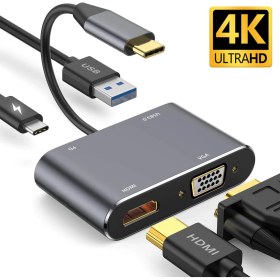 Resim Daytona CF02 Macbook Uyumlu Type-C™ To 4K Ultra Hd 1080p Hdmı/ Vga/ Pd Şarj/ USB 3.0 4IN1 Çevirici Hub Adaptör 
