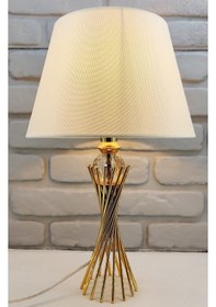 Resim Gold Kaplama Burgu Metal Ayak Kristal Cam Toplu Açık Krem Abajur Altın 