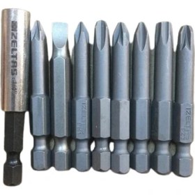 Resim İzeltaş 9 Parça Çelik Bits Uzatma Yıldız Uç Seti 50 mm Yüksek Kalite S2 Çelikten Üretim 