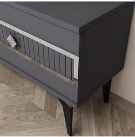 Resim Nora Tv Ünitesi Takımı Antrasit-gümüş 