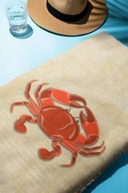 Resim Dijital Baskı Plaj Deniz Havlusu Yengeç Desenli Peştamal HVL0122 