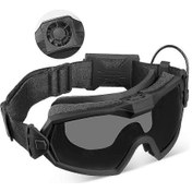 Resim Fan Ve Değiştirilebilir Lensli Buğu Önleyici Gözlük, Bisiklet, Av, Motosiklet İçin Gözlük Ve Gözlük Camları Prettyj 