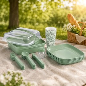 Resim Titiz Piknik Seti 6 Kişilik Kamp ve Bahçe Seti - 32 Parça 