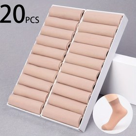 Resim 20 Çift 10 Çift Serin Nefes Alabilen Kısa Çorap - Bahar, Yaz ve Sonbahar Kadın Kısa Çorapları, Teri Emici Çelik Tel Çorapları 