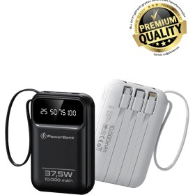 Resim Giyitec 10.000 Mah 37,5W Prime Dijital Göstergeli Dahili Çoklu Kablolu Powerbank,taşınabilir Şarj Cihazı 