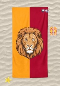 Resim Sarı Kırmızı Aslan Dijital Baskılı Plaj Havlusu Unisex Plaj Havlusu Deniz Havlusu 