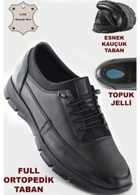 Resim 325a Tam Ortopedik Topuk Masajlı Taban Erkek Ayakkabı Hakiki Deri Mevsimlik Ayakkabı Siyah 