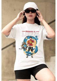 Resim One Piece Luffy Kaido Beyaz Tişört 