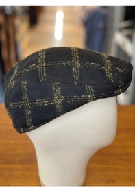 Resim Hamze İngiliz London Model Kareli Kaşe Kumaş Kasket Şapka Siyah 