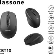 Resim Classone CBT10 Bluetooth + 2.4 Ghz Şarj Edilebilir Kablosuz Mouse - Siyah 