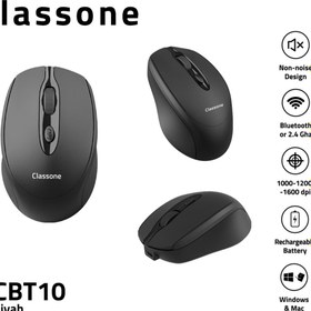 Resim Classone CBT10 Bluetooth + 2.4 Ghz Şarj Edilebilir Kablosuz Mouse - Siyah 