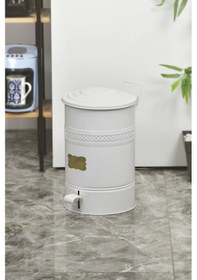 Resim Pedallı Metal Galvaniz Mutfak Banyo Kapaklı Çöp Kovası 16 Lt Bey Beyaz 