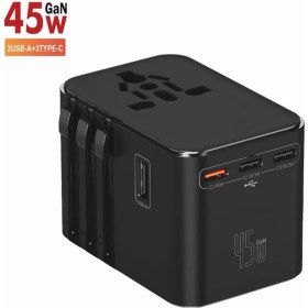 Resim Braventa Collection Universal Seyahat Priz Dönüştürücü Adaptör, 45W Şarj Cihazı, 2x USB Girişi, 3x Type-C Girişi, Ulusla 
