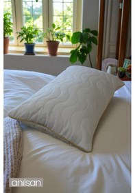 Resim Biyeli Kapitone Deluxe Pamuklu Fermuarlı Yastık Koruyucu Kılıf 50x70 Cm Beyaz 