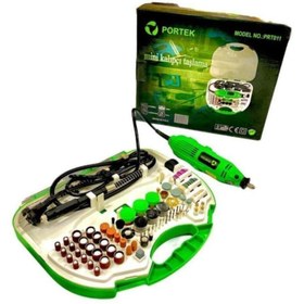 Resim İstoç Türk Portek Mini Kalıpçı Taşlama Seti 300 Parça 180w Ve 230v/50hz Tam Profesyonel Taşınabilir Set 