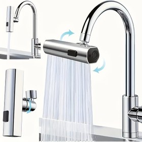 Resim 1 adet Çok Fonksiyonlu Musluk Havalandırıcı Adaptörü - 3 Su Modu (Akış / Sprey / Yağmur), ABD / AB Konu Standartı, Su Tasarrufu Nozulu, Mutfak Lavabo ve Banyo Lavabosu Muslukları için Tek Delikli Kurulum, İçme Suyu Güvenliği 