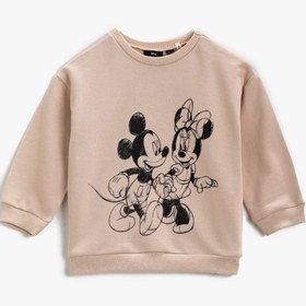Resim Kız Bebek Mickey & Minnie Mouse Baskılı Sweatshirt Lisanslı Pamuklu 