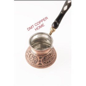 Resim Dmt Home Gaziantep Bakırdan El Ağır İşlemeli Sedef Kulplu Türk Kahve Cezvesi Kalay Kaplama 3'lü Seti 