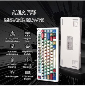 Resim Aula F75 Mekanik Rgb Tkl Reaper Switch Kablosuz Makrolu Hot Swap Klavye Comic 