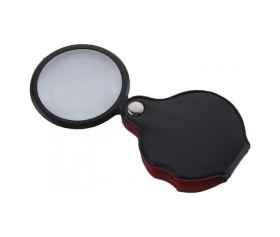 Resim -5x-50mm-mini Büyüteç,cepte Taşınan,optik Lens Katlanabilir Deri Kaplama-xx1051 