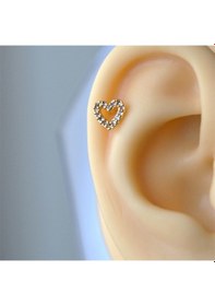 Resim Gold Cerrahi Çelik Kalp Piercing Helix Lob Kıkırdak Tragus Renkli 