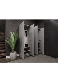 Resim %100 Mdflam Vestiyer & Portmanto V-09 150cm Kül Gri Gri 