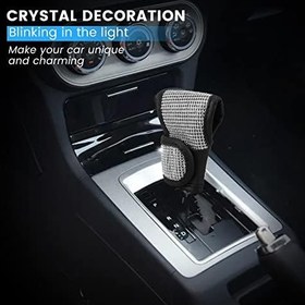 Resim Otomatik Vites Kapağı, Kristal Araba Topuzu Dişli Sopa Koruyucu Elmas Araba Dekor Aksesuarları Kadınlar için 