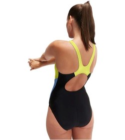 Resim Speedo Lastikli Bel Normal Kalıp Kadın Mayosu Siyah-sarı Siyah-sarı 