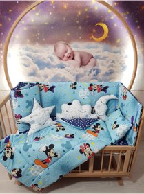 Resim özgürce Mavi Mickey Minnie Bebek Uyku Seti, 70x130, Cibiniksiz, Rahat ve Şık 