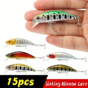 Resim 15 adet 5.5 cm 5g Minnow Wobbler Balıkçılık Cazibesi, Jerkbait Yem Levrek Pesca Mini Batan Wobblers, Balıkçılık Yemleri, Yapay Yem 
